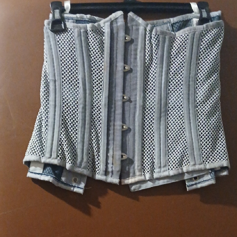 Gray Mesh Waist Cincher Corset - Classic Support